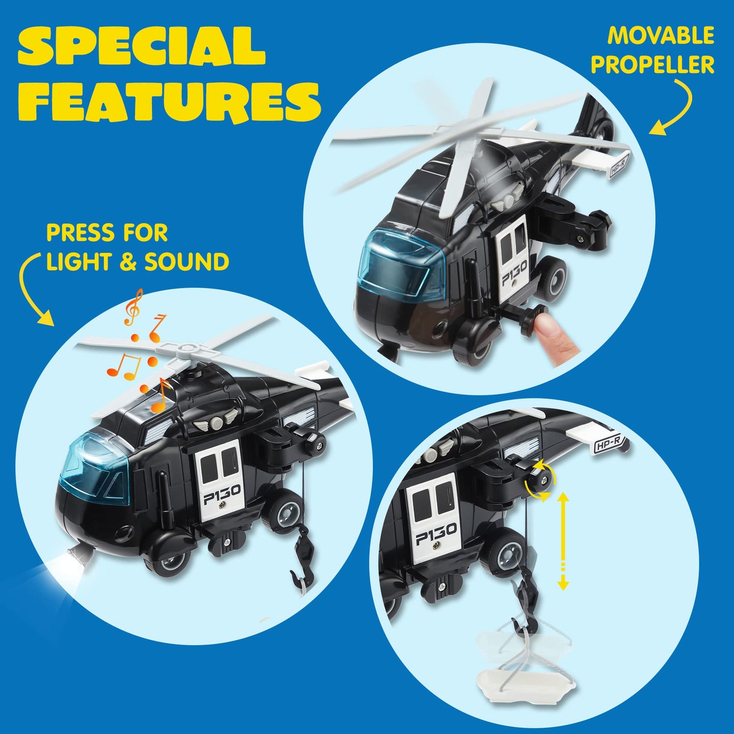 JOYIN Toddler Truck Toy Set for Boys & Girls 3-9 – Friction Powered Police & Emergency Vehicles with Lights & Sounds, Birthday & Christmas Gift