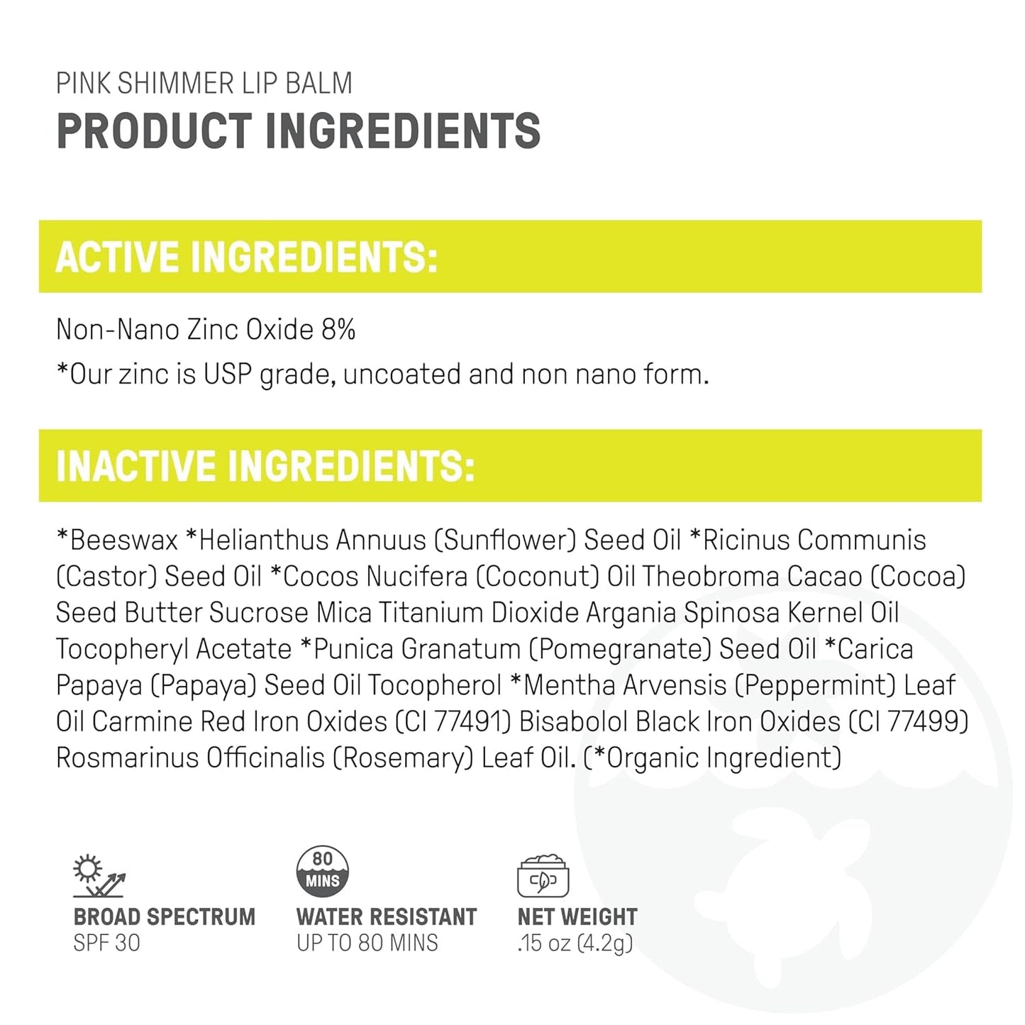 Raw Elements Organic Pink Lip Shimmer Zinc Oxide SPF 30+, 0.15 oz (Pack of 3)