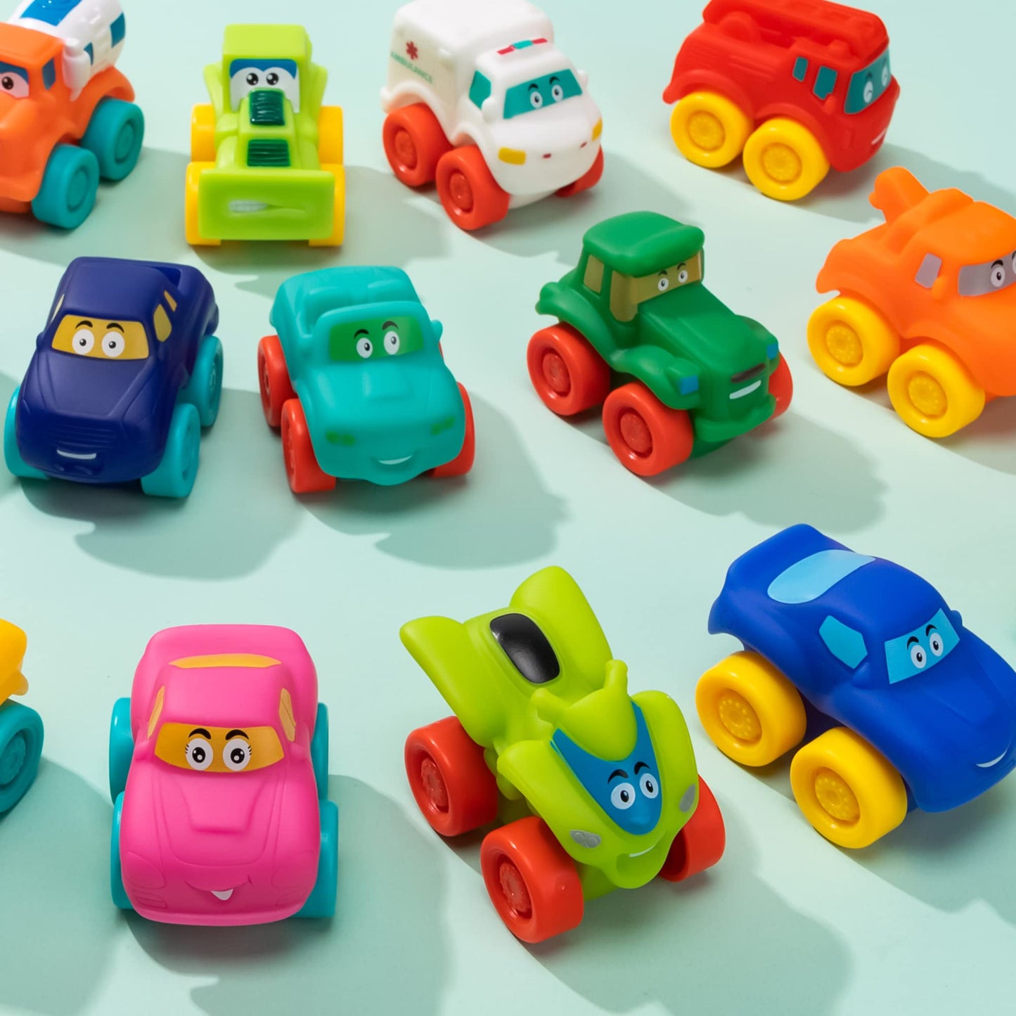 JOYIN Cartoon Mini Rubber Cars Toy Set for Toddlers – Bath, Pool & Beach Fun, Easter Basket Stuffers, Party Favors for Boys & Girls
