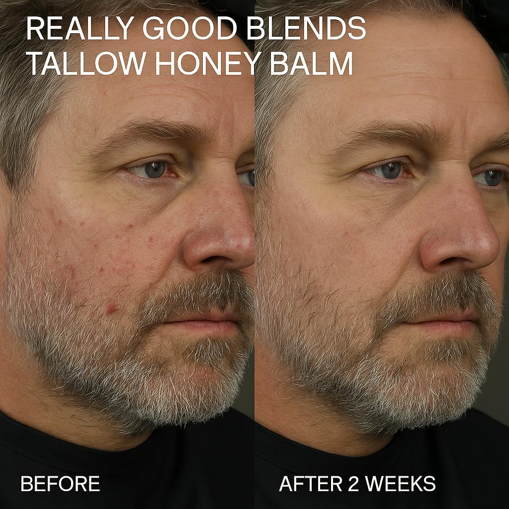 Really Good Blends Tallow & Honey Balm, Organic Body Butter with Grass-Fed Beef Tallow, Soothing All-Natural Moisturizer 2oz Lavender