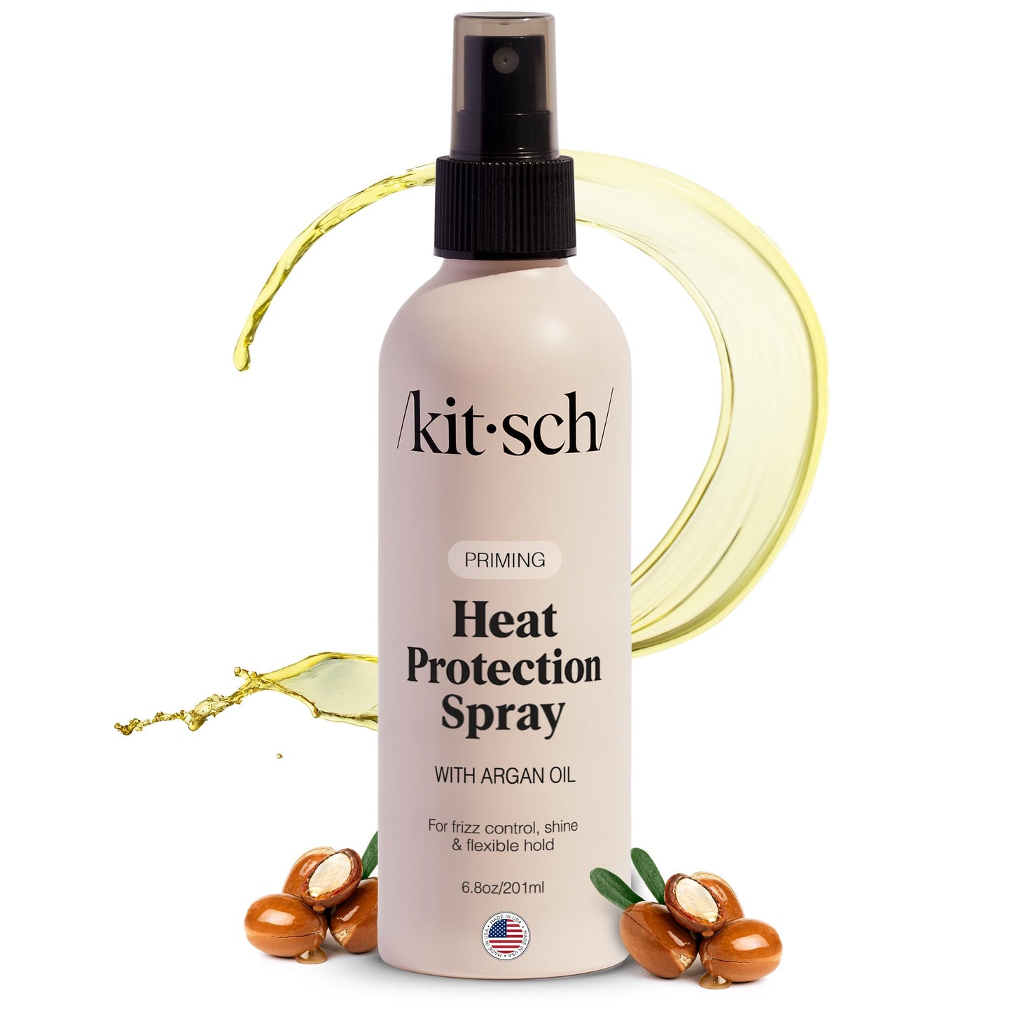 Kitsch Heat Protectant Spray for Hair with Argan Oil – Shields Up to 450°F – Fights Frizz, Adds Shine & Prevents Damage – 6.8 fl oz