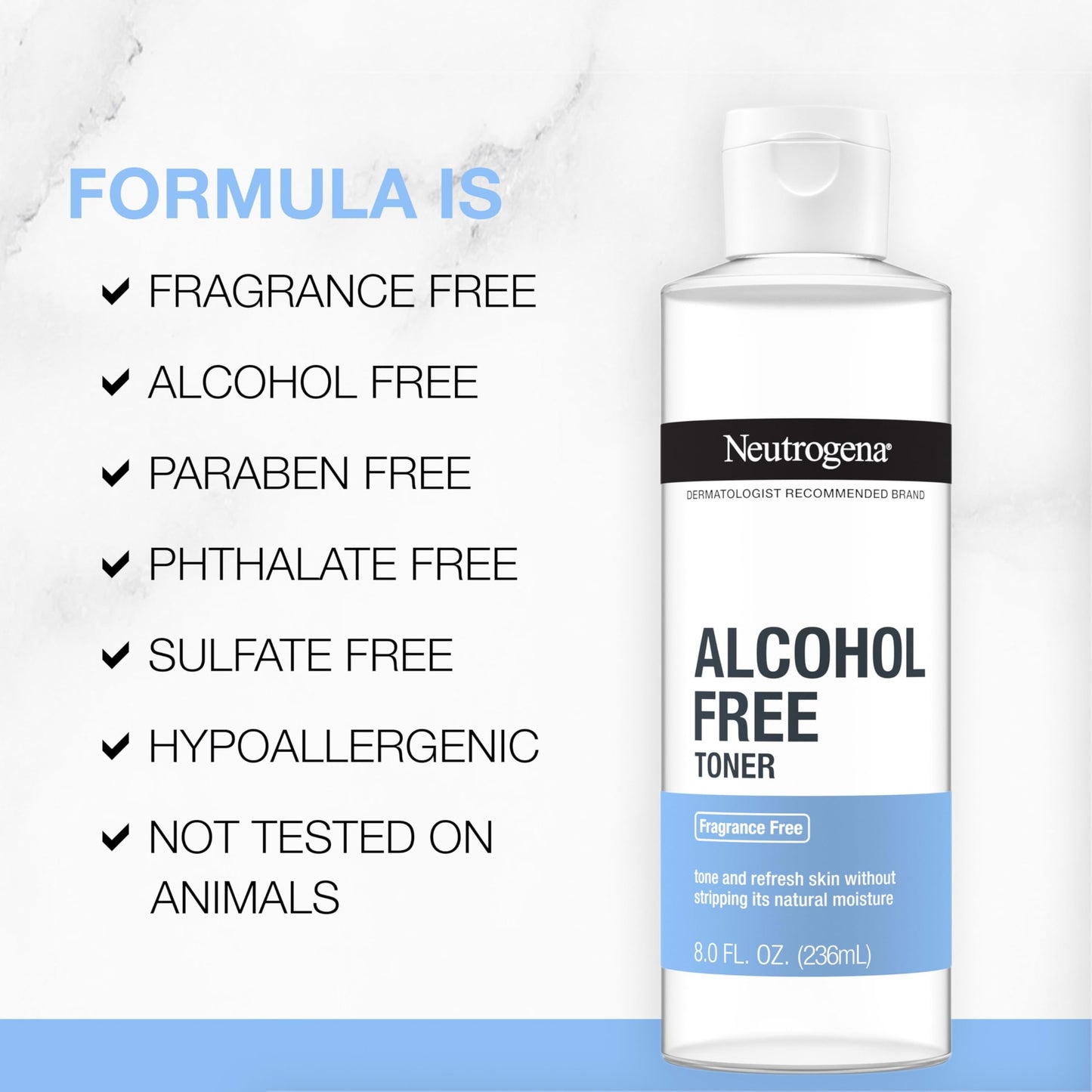 Neutrogena Alcohol-Free Gentle Daily Facial Toner – Fragrance-Free, Hypoallergenic, Removes Impurities & Refreshes Skin, 8 fl. oz