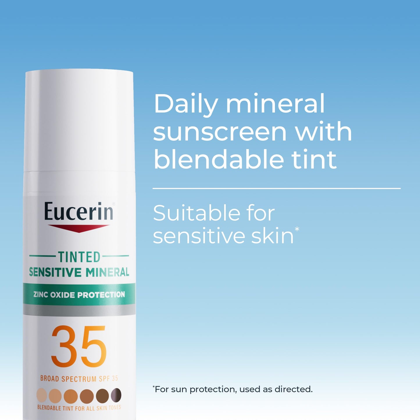 Eucerin Sun Tinted Mineral Face Sunscreen SPF 35 – Zinc Oxide Protection for Sensitive Skin, Non-Comedogenic Lotion, 1.7 Fl Oz