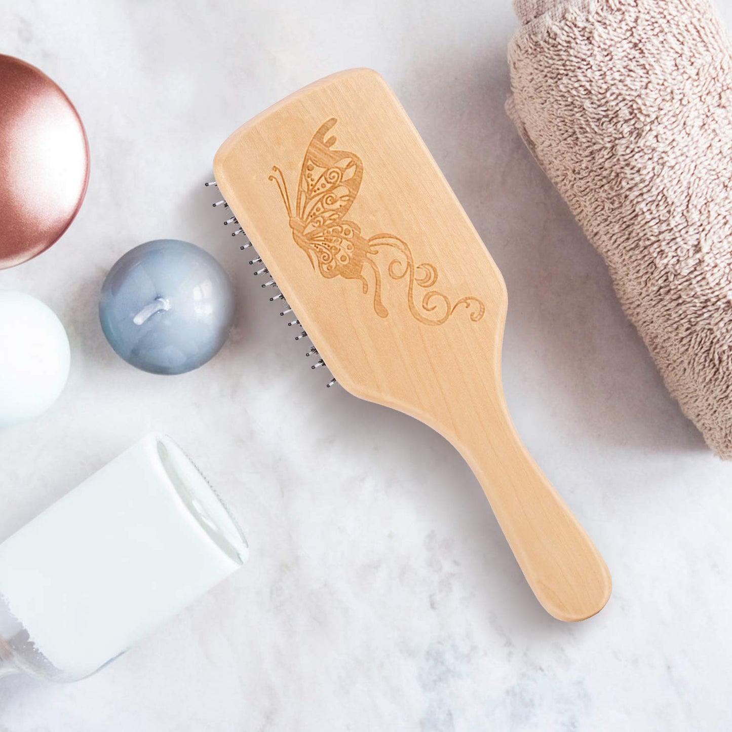 Boar Bristle Hair Brush for All Hair Types – Paddle Brush for Thick, Curly, Thin, Long, or Short Hair – Adds Shine & Smoothness – For Men, Women & Kids