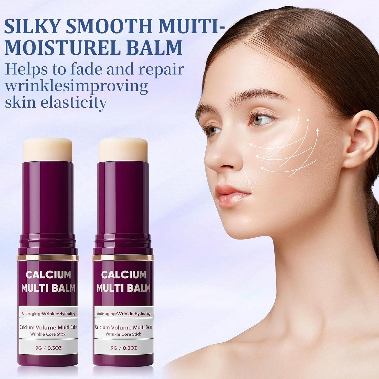 2PCS Calcium Multi Balm – Wrinkle Core Stick with Collagen, Hydrating, Firming & Anti-Aging Moisture for Eyes, Neck & Face, Korean Skincare