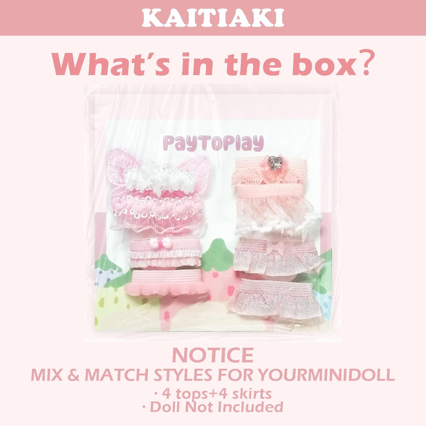 4 Sets Doll Clothes for Sonny Angel 3" Collectible Dolls – Cherry Blossom Tops & Skirts for Display, Decoration & Collectors