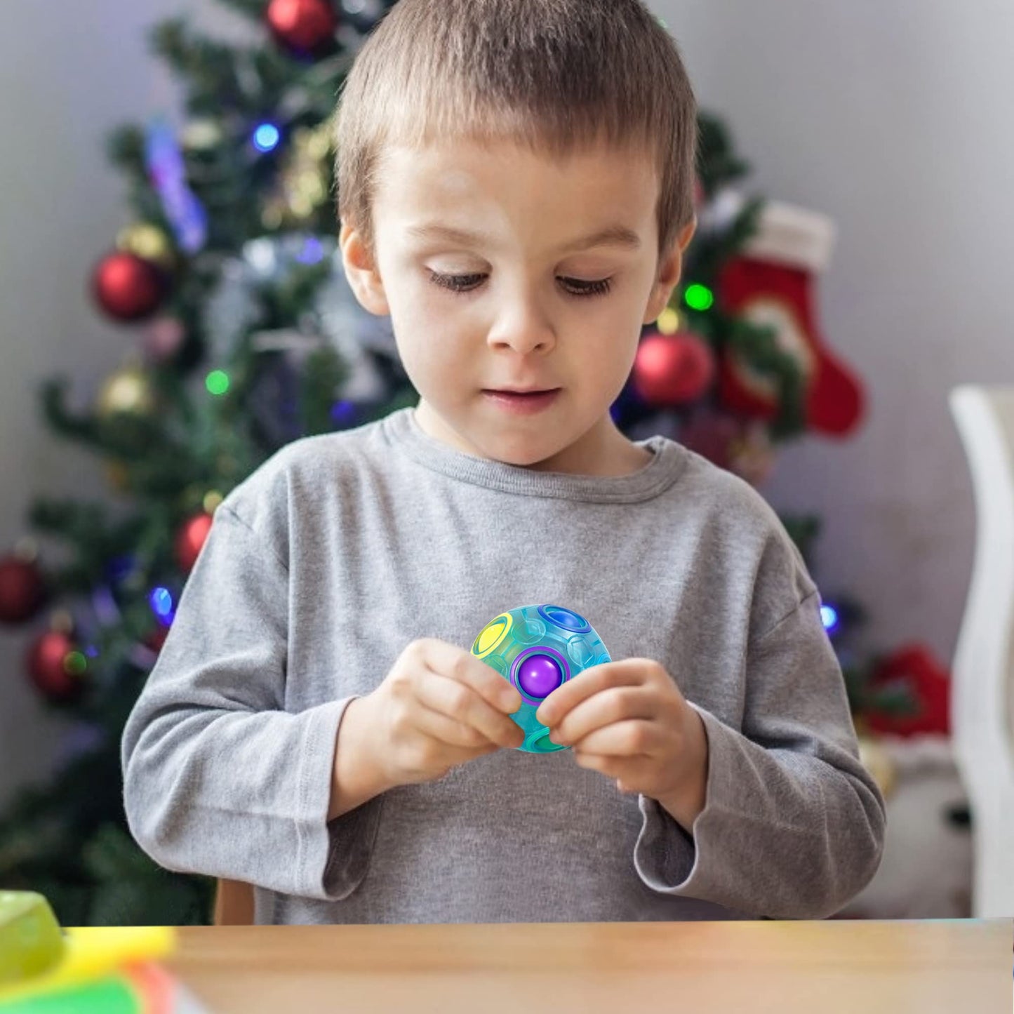 Vdealen Magic Rainbow Puzzle Ball – Fidget Brain Teaser Toy for Kids, Teens & Adults, Fun Gift for Birthday, Easter, Christmas, Blue