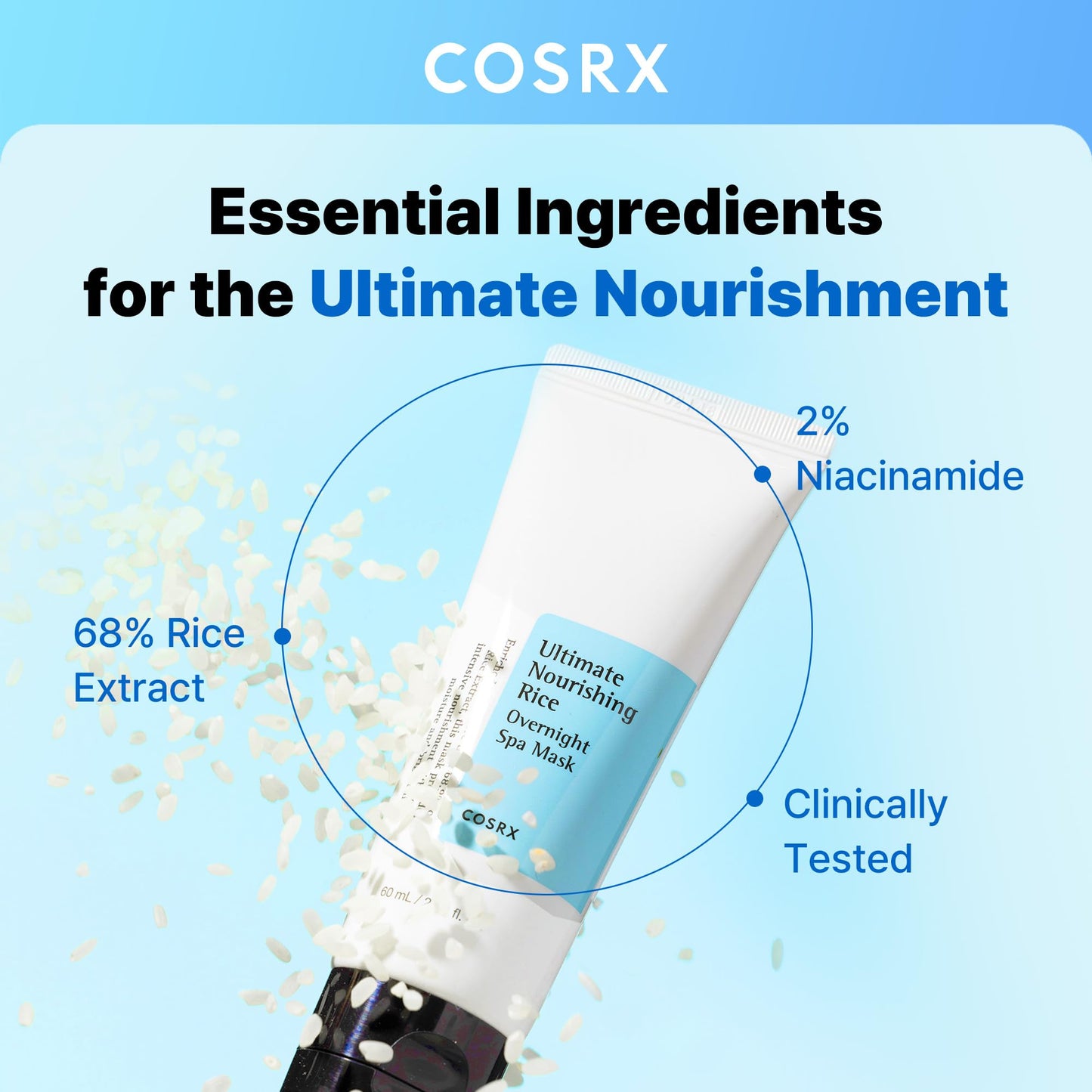 COSRX Ultimate Nourishing Rice Overnight Spa Mask 60ml – 68% Rice Extract, 2% Niacinamide, Korean Skincare, Cruelty-Free & Paraben-Free