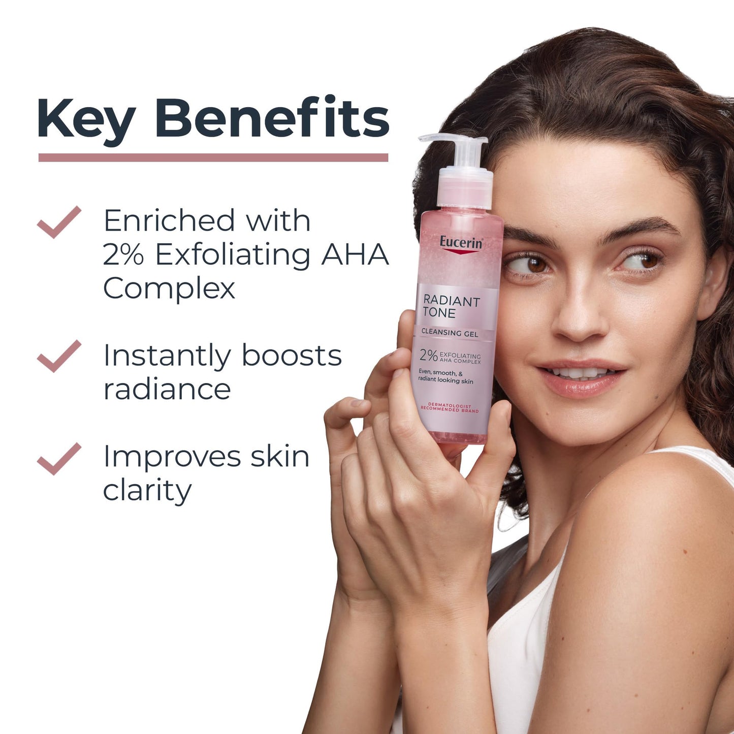 Eucerin Radiant Tone Face Cleanser Gel with 2% AHA, Gentle Exfoliating Face Wash for Clear, Radiant Skin, All Skin Types, 6.8 fl oz