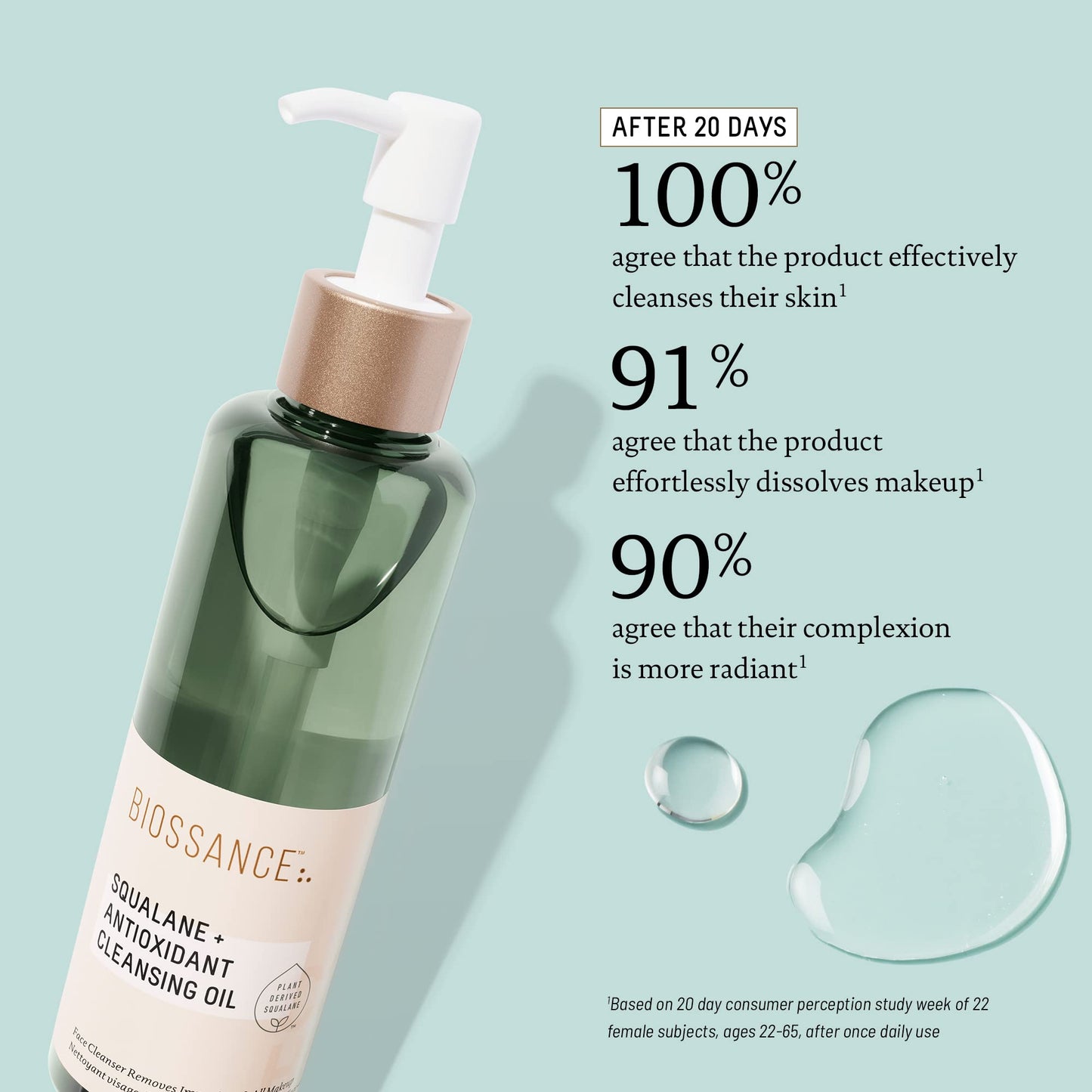 Biossance Squalane + Antioxidant Cleansing Oil – Lightweight Facial Oil, Removes Makeup, Deep Cleans & Hydrates, All Skin Types, 6.7 oz