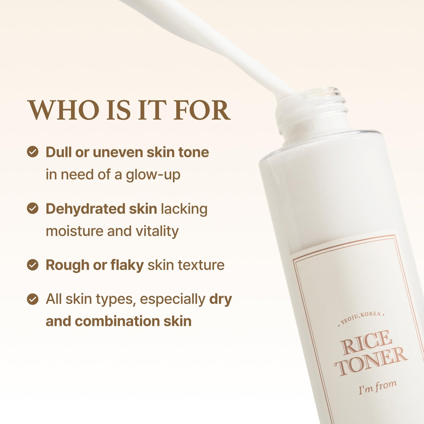 I'm From Rice Toner for Sensitive Skin – Hydrating K-Beauty Essence with Niacinamide & Rice Extract, Vegan, Alcohol & Fragrance Free, 5.07 oz
