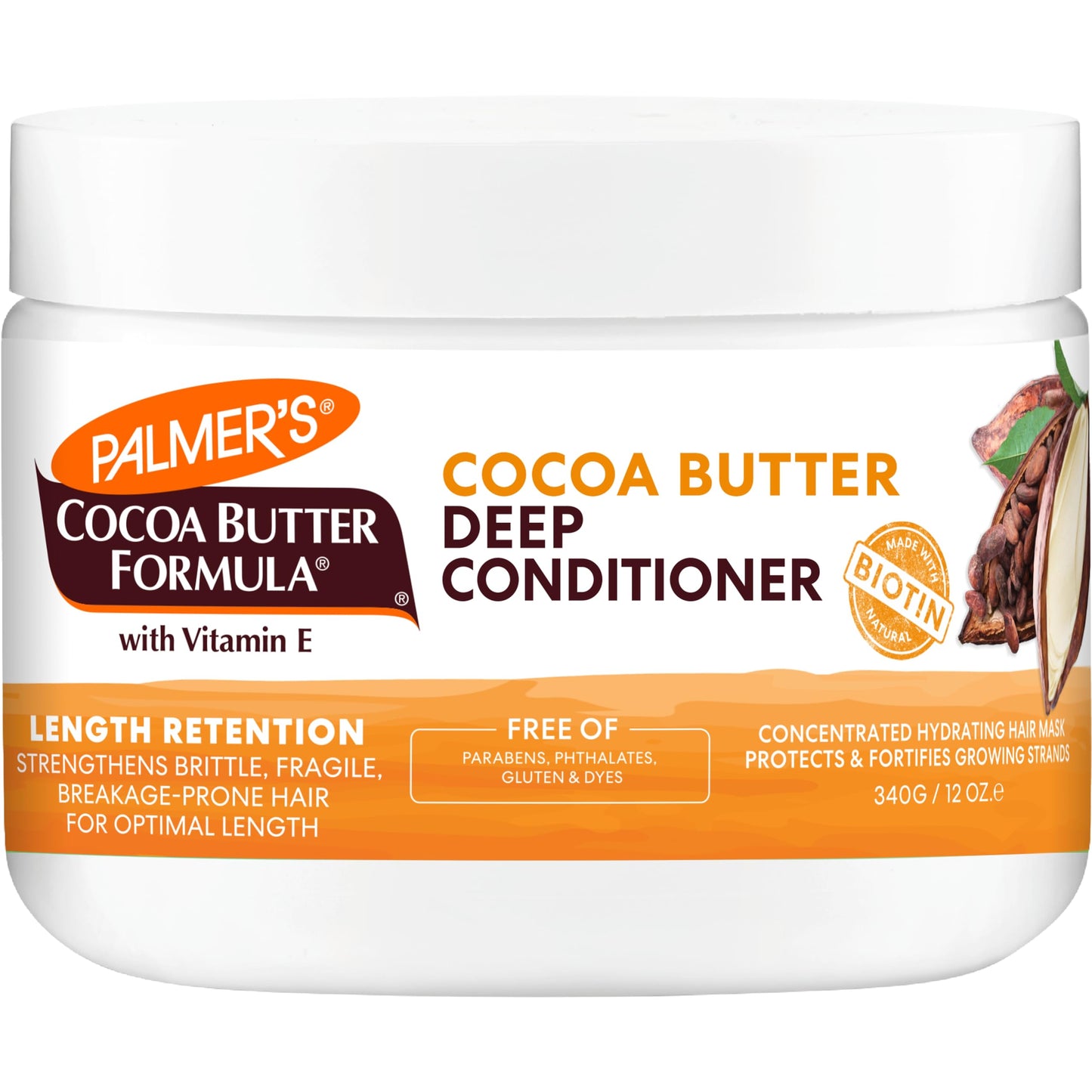 Palmer's Cocoa Butter & Biotin Length Retention Deep Conditioner 8.5 oz | Strengthens, Nourishes & Restores Shine for All Curly Hair Types