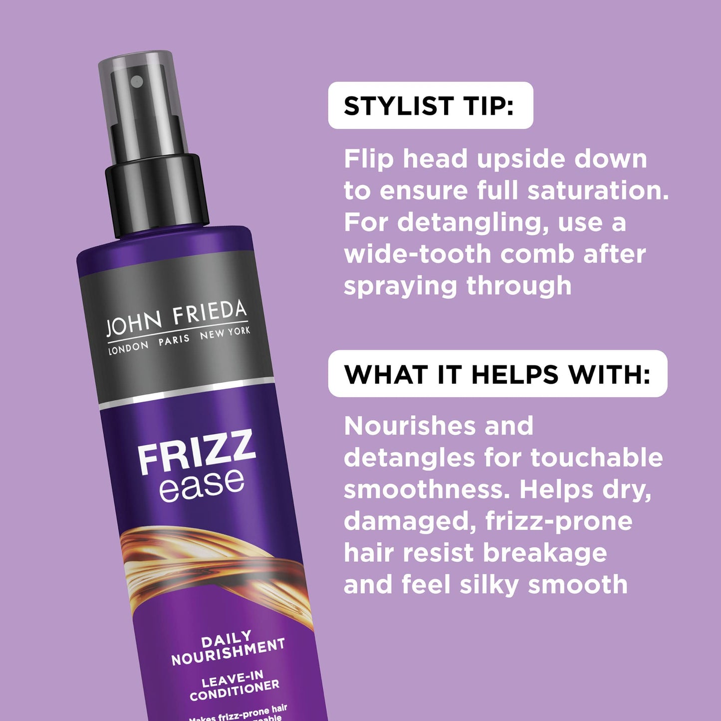 John Frieda Frizz Ease Daily Nourishment Leave-In Conditioner 8 Oz | Detangles, Reduces Breakage & Protects from Heat | With Vitamins A, C, E & Green Tea