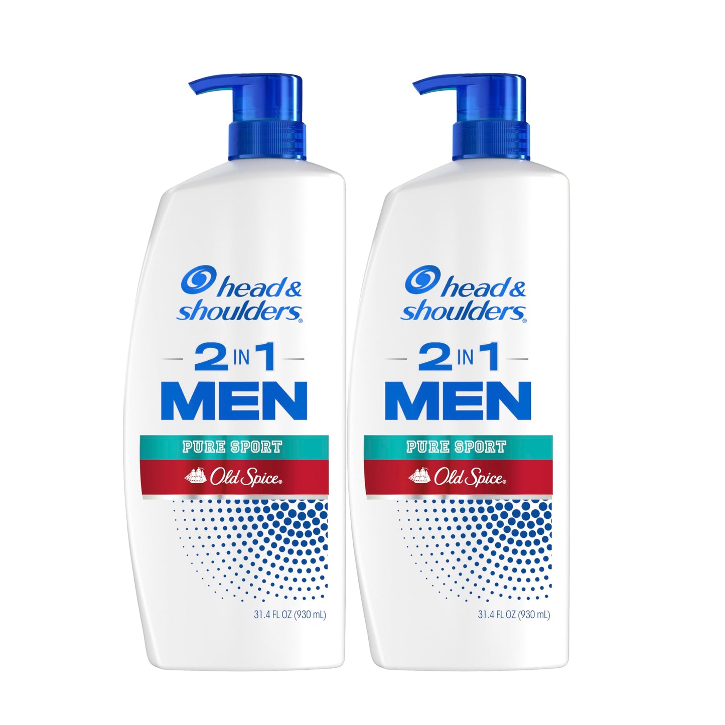 Head & Shoulders 2-in-1 Dandruff Shampoo + Conditioner Set, Old Spice Pure Sport Lemon-Lime Scent, Itch Relief & Scalp Care, 31.4 Fl Oz, 2 Pack