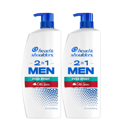 Head & Shoulders 2-in-1 Dandruff Shampoo + Conditioner Set, Old Spice Pure Sport Lemon-Lime Scent, Itch Relief & Scalp Care, 31.4 Fl Oz, 2 Pack