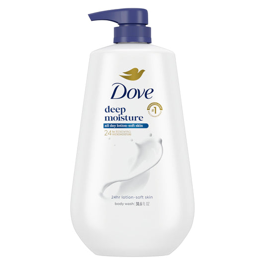 Dove Body Wash Deep Moisture for 24hr Lotion-Soft Skin Moisture Moisturizing Skin Cleanser with No Sulfates No Parabens 30.6 oz