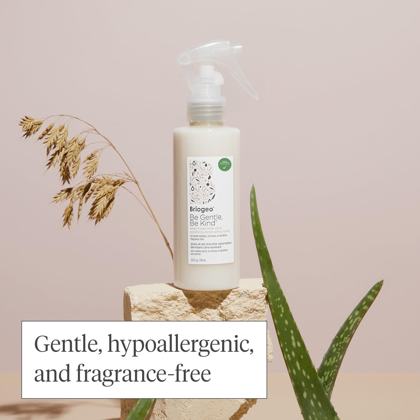 Briogeo Be Gentle, Be Kind Aloe + Oat Milk Ultra Soothing Detangling Spray | Hypoallergenic, Fragrance-Free, Vegan Leave-In, 6 fl oz