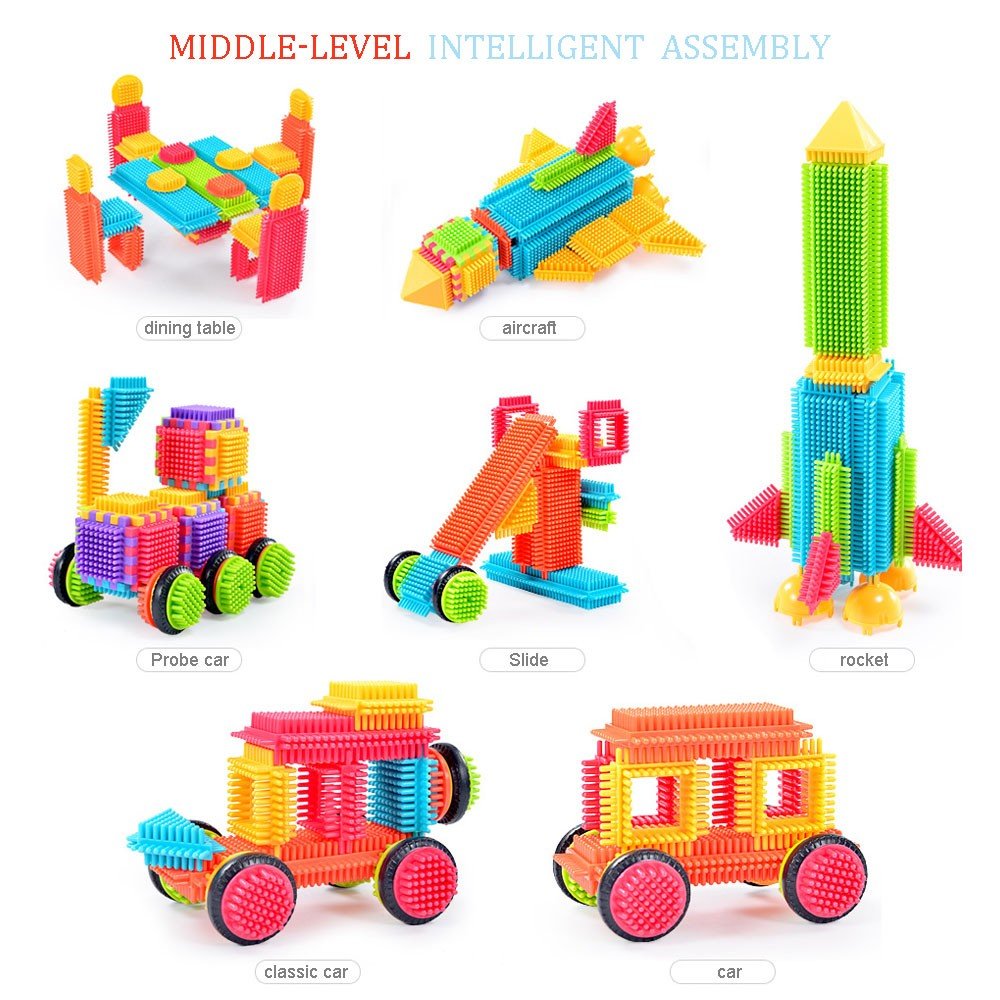 Teytoy 100 Pcs Bristle Shape Building Blocks Toy Set for toddlers Kids