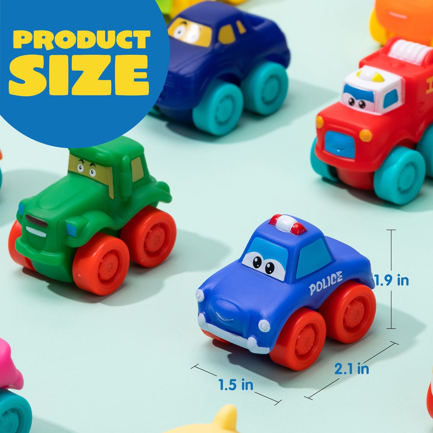 JOYIN Cartoon Mini Rubber Cars Toy Set for Toddlers – Bath, Pool & Beach Fun, Easter Basket Stuffers, Party Favors for Boys & Girls