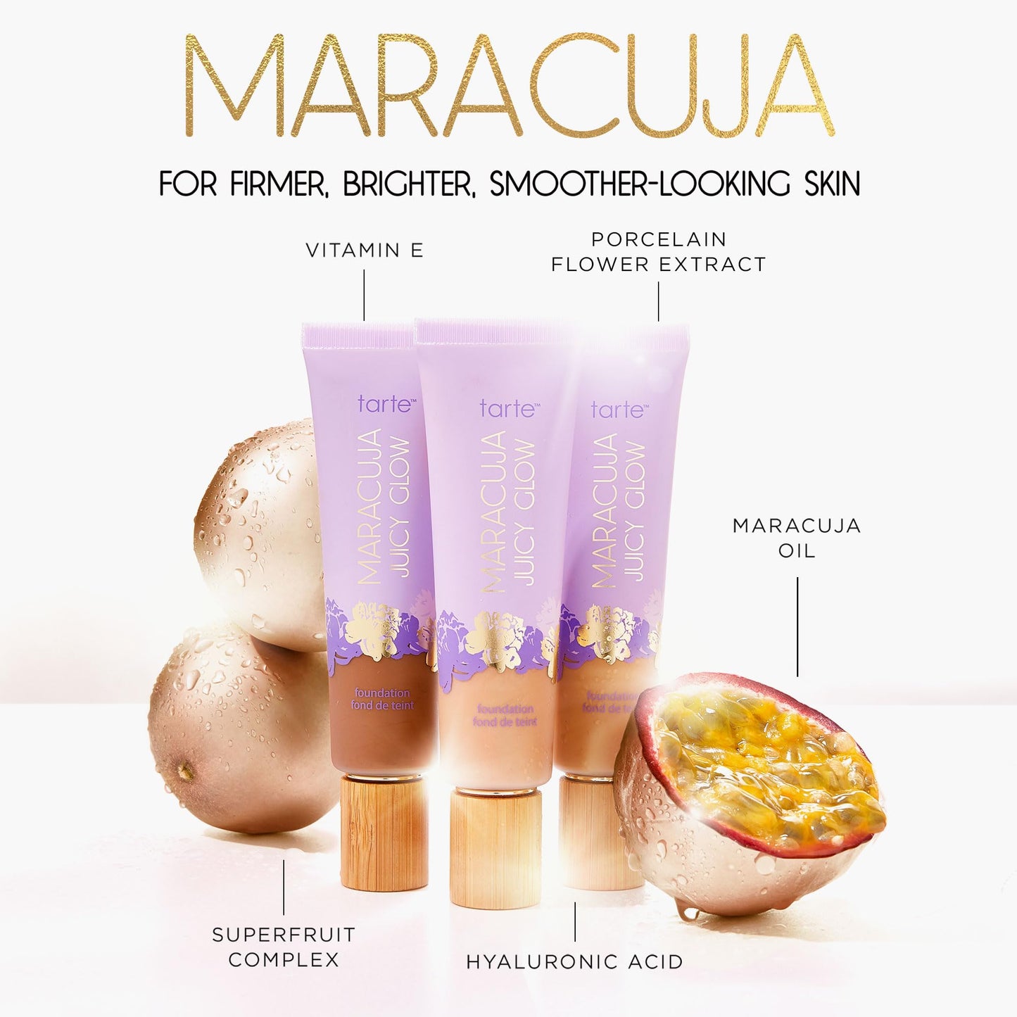 tarte Maracuja Juicy Glow Tint – Lightweight Tinted Moisturizer with Hyaluronic Acid & Antioxidants, Buildable Coverage, Waterproof, Vegan