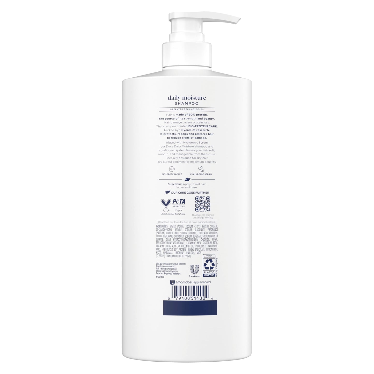 Dove Damage Therapy Shampoo Daily Moisture for Dry Hair with Bio-Protein Care Technology and Hyaluronic Serum 28 Fl Oz