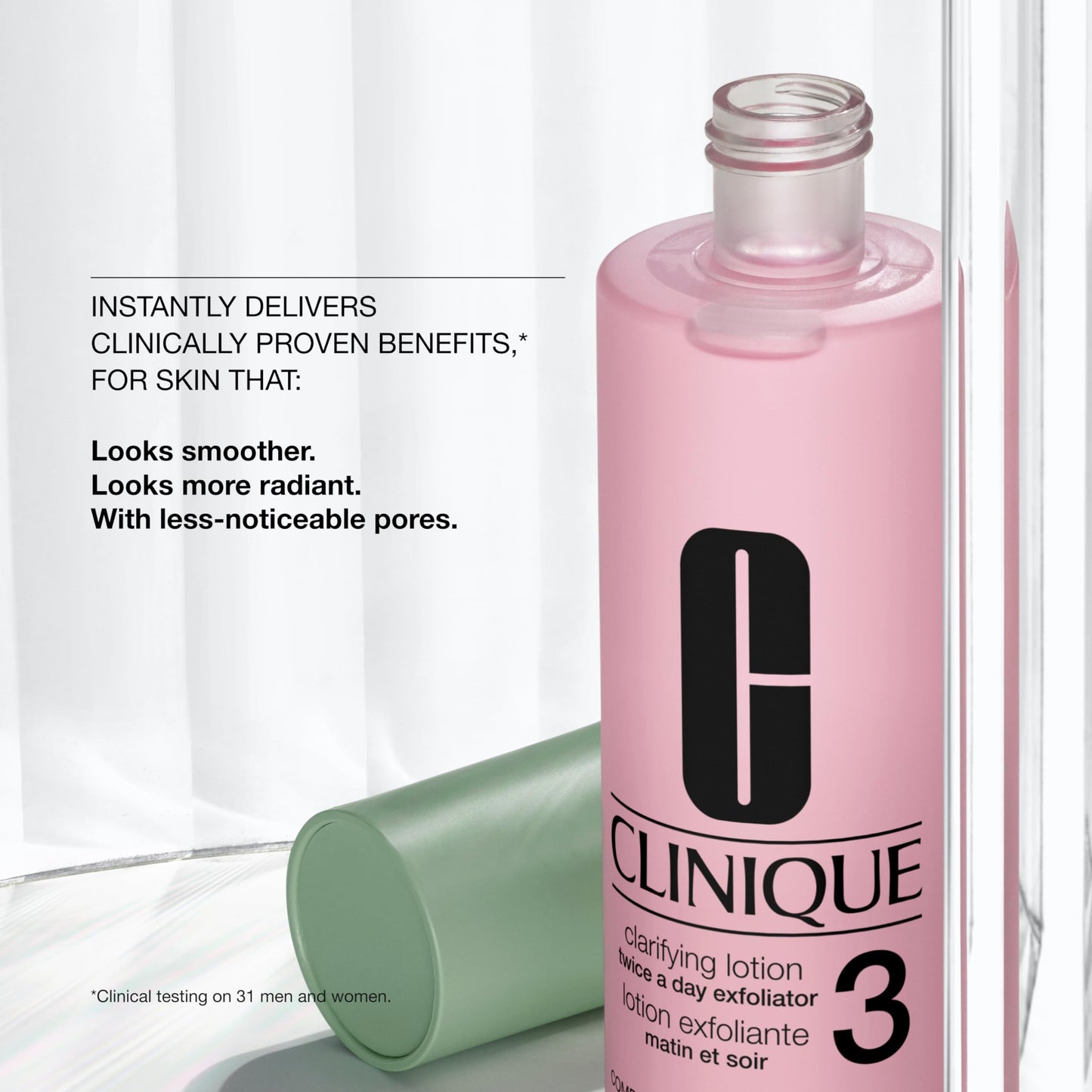 Clinique 3-Step Clarifying Lotion Face Exfoliator 3 | With Witch Hazel + Salicylic Acid | For Combination Oily Skin Types, 13.5 Fl Oz