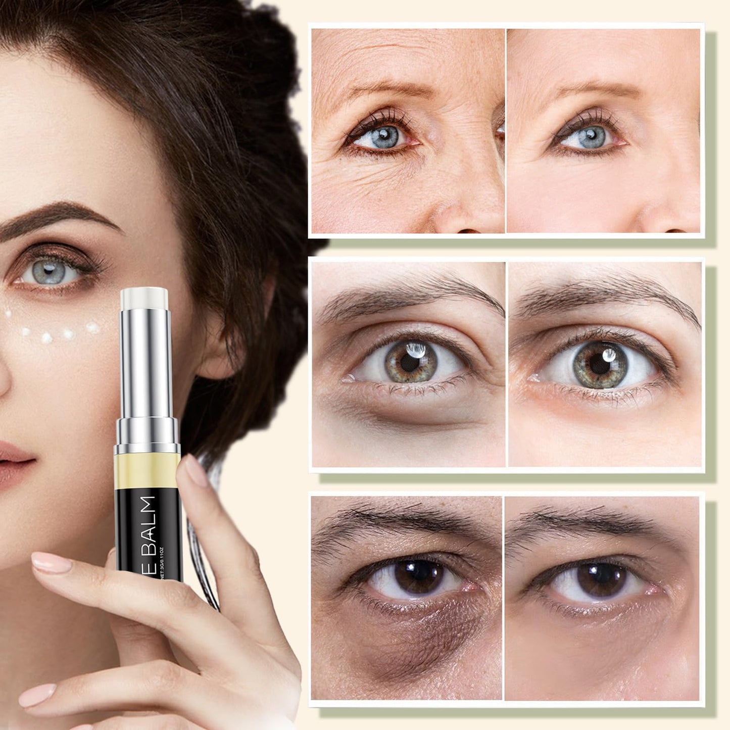 Balm for Eye Bags, Under Eye Balm Stick for Under Eye Bags, Eye Cream, Eyes Bags Serum, Deep Moisturizing Hydrating (1)