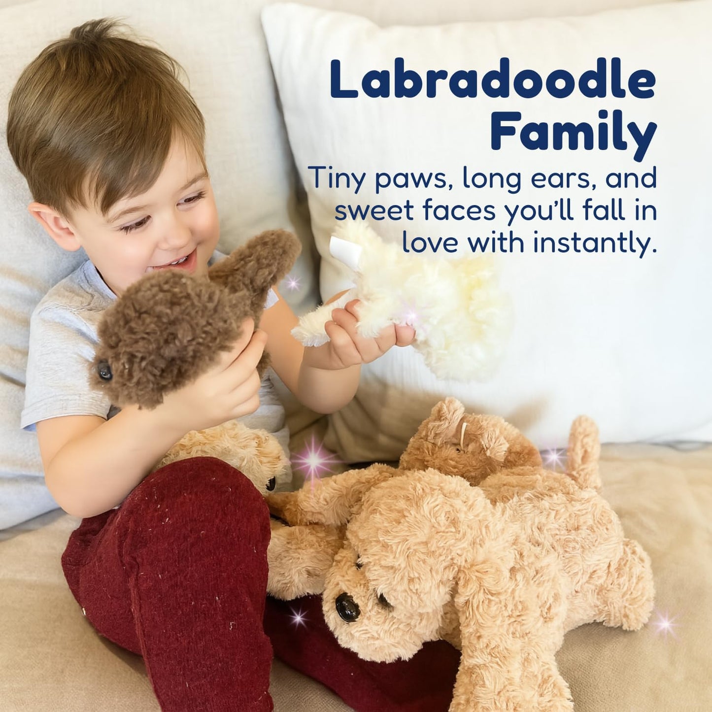 PixieCrush Adopt Me Dog Plush Set – Labradoodle Pillow with 4 Surprise Puppies Inside – Cute Stuffed Animals for Girls 3+