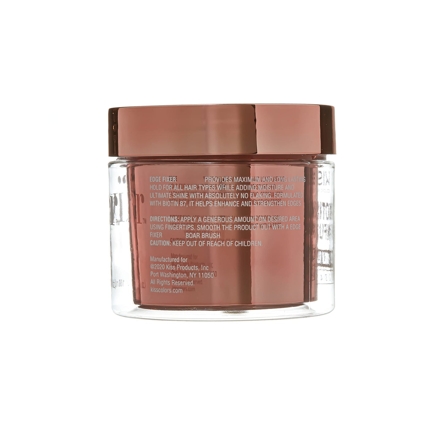 KISS COLORS & CARE Maximum Hold Edge Fixer, Non-Greasy Gel Formula Infused With Biotin B7, 24 Hour Hold, ‘Sweet Peach’ Scented, 3.38 Fl. Oz. (100 ml)