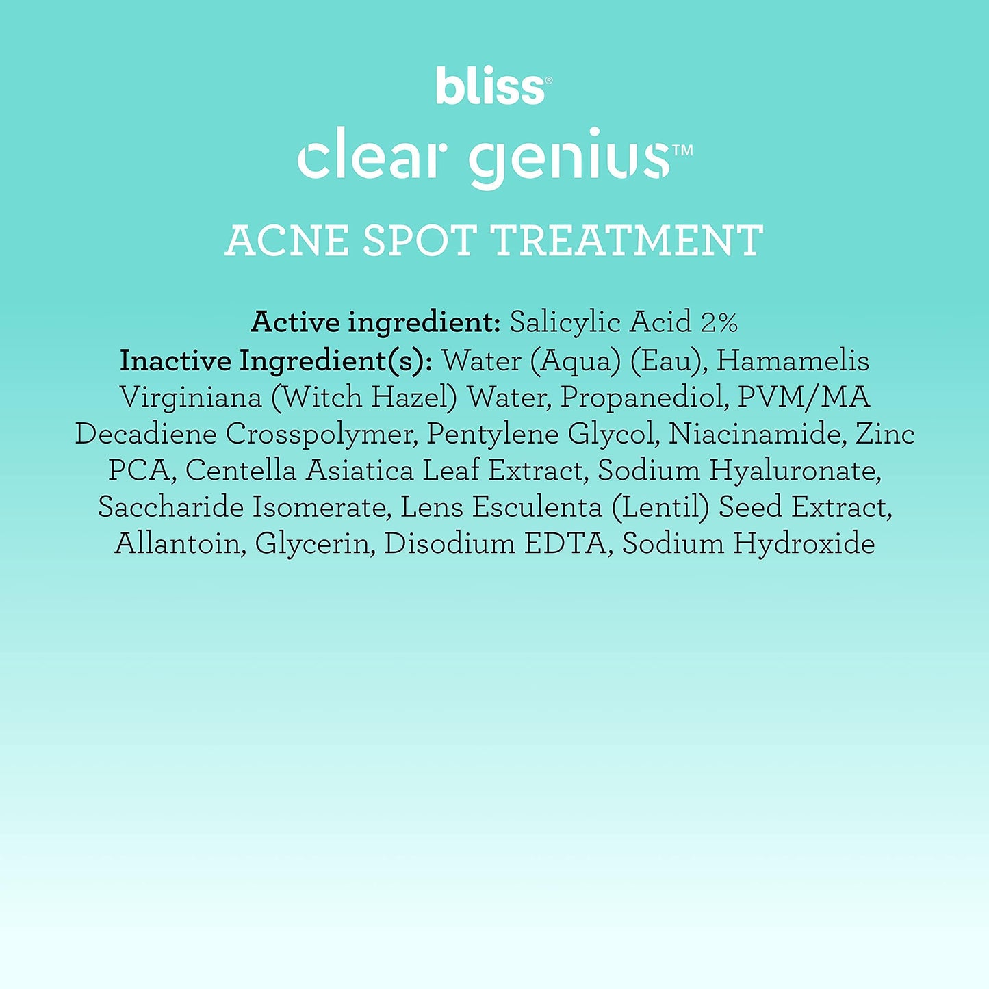 Bliss Clear Genius Acne Spot Treatment – Maximum Strength 2% Salicylic Acid Shrinks Blemishes – Clean, Vegan, Cruelty-Free, 0.5 Fl Oz