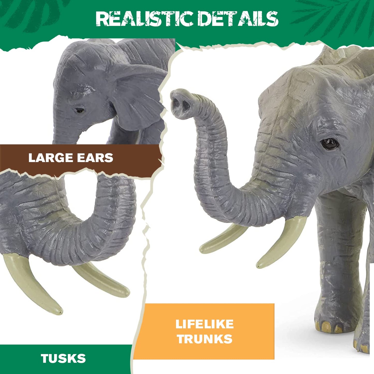 Terra by Battat – 4-Piece African Elephant Toy Set – Realistic Safari Animal Figures for Kids 3+, Gifts & Baby Shower Decor