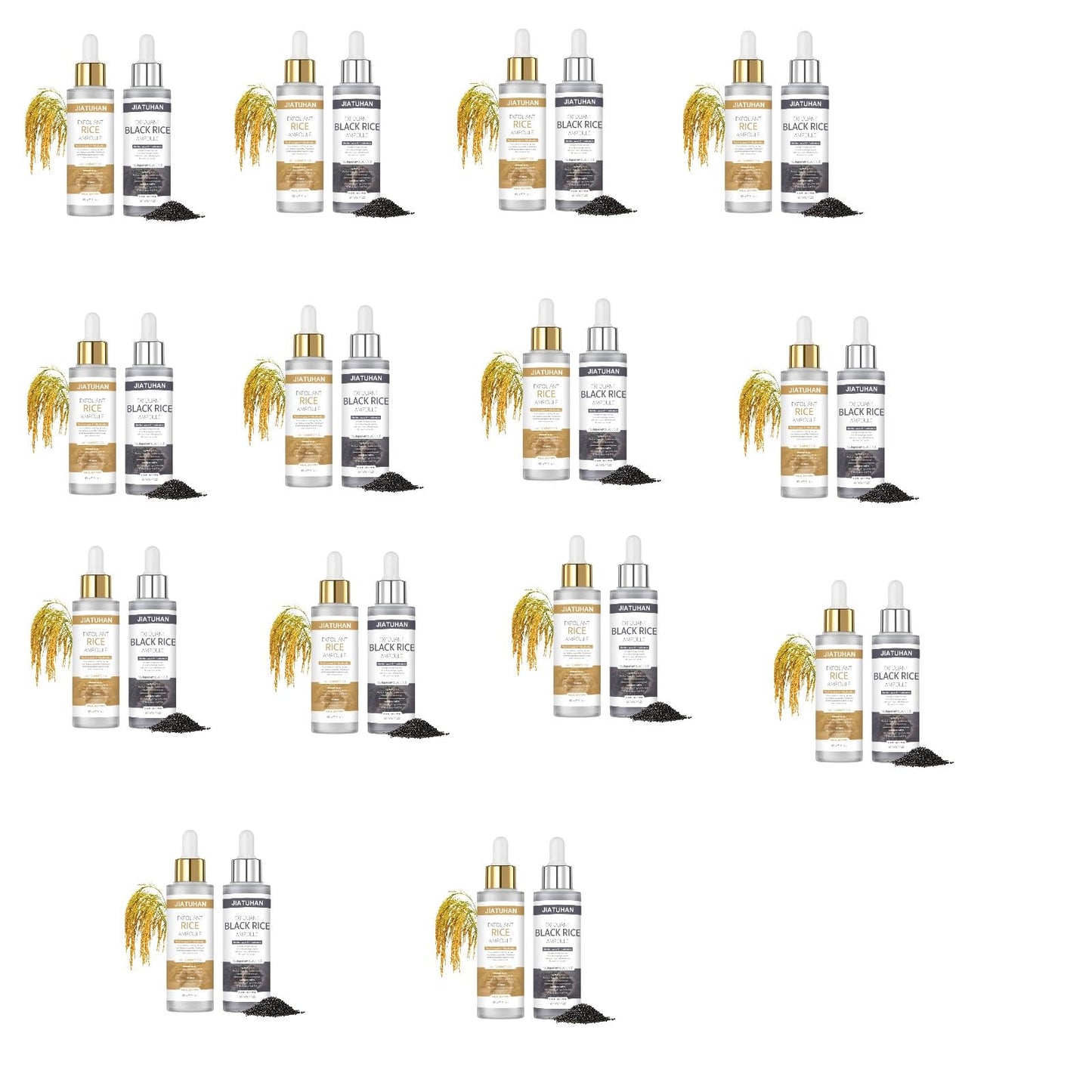 Peel Shot Glow Rice Ampoule Duo Set – White & Black Rice Facial Mask & Body Scrub, Reduces Blackheads, Shrinks Pores, All Skin Types, 2.7 fl oz, 14-Pack