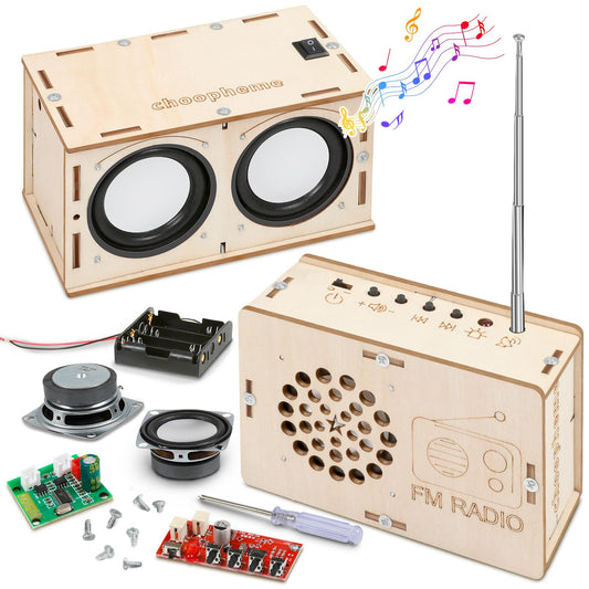 STEM Electronics Kit for Kids 8-14 – Build Bluetooth Speaker & FM Radio, DIY Science Projects & Experiments, Birthday Gift for Boys & Girls