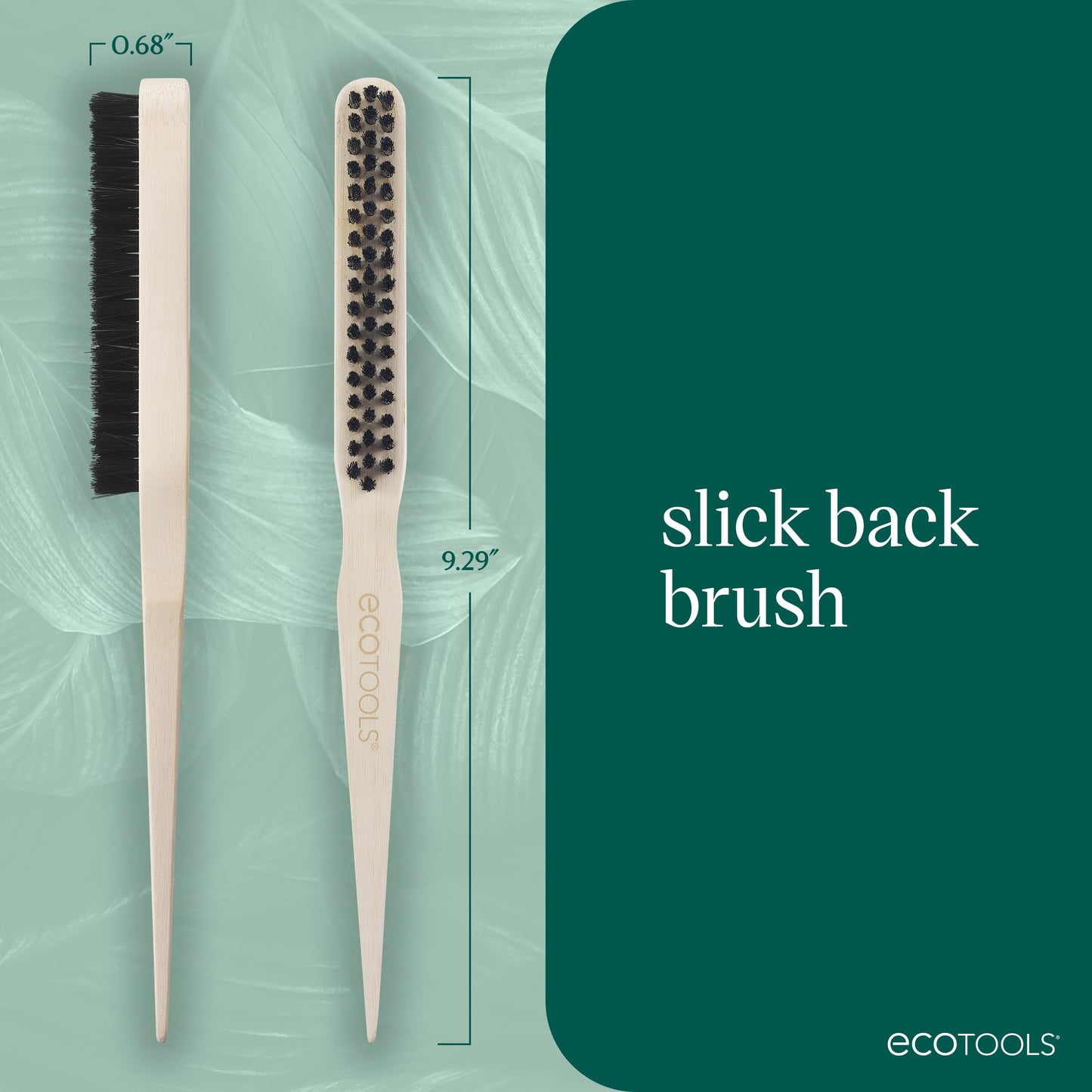 EcoTools Slick Back Hairbrush | Small Styling Brush for Perfect Ponytail or Bun | Smooth, Tease & Tame Frizz | Bamboo Handle & Vegan Bristles