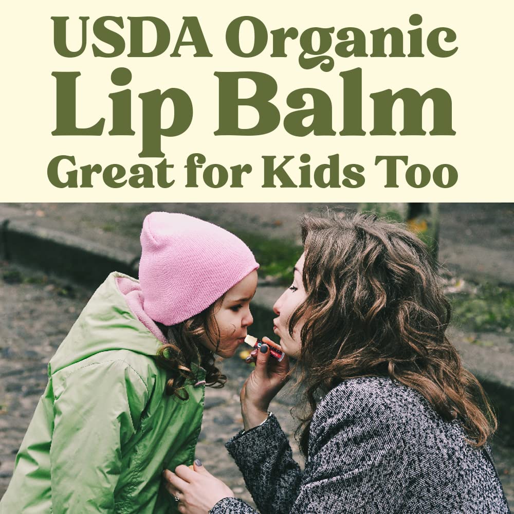 Earth's Daughter USDA Organic Lip Balm 6-Pack – Fruit Flavors with Beeswax, Coconut Oil & Vitamin E – Moisturizing Repair for Dry Lips