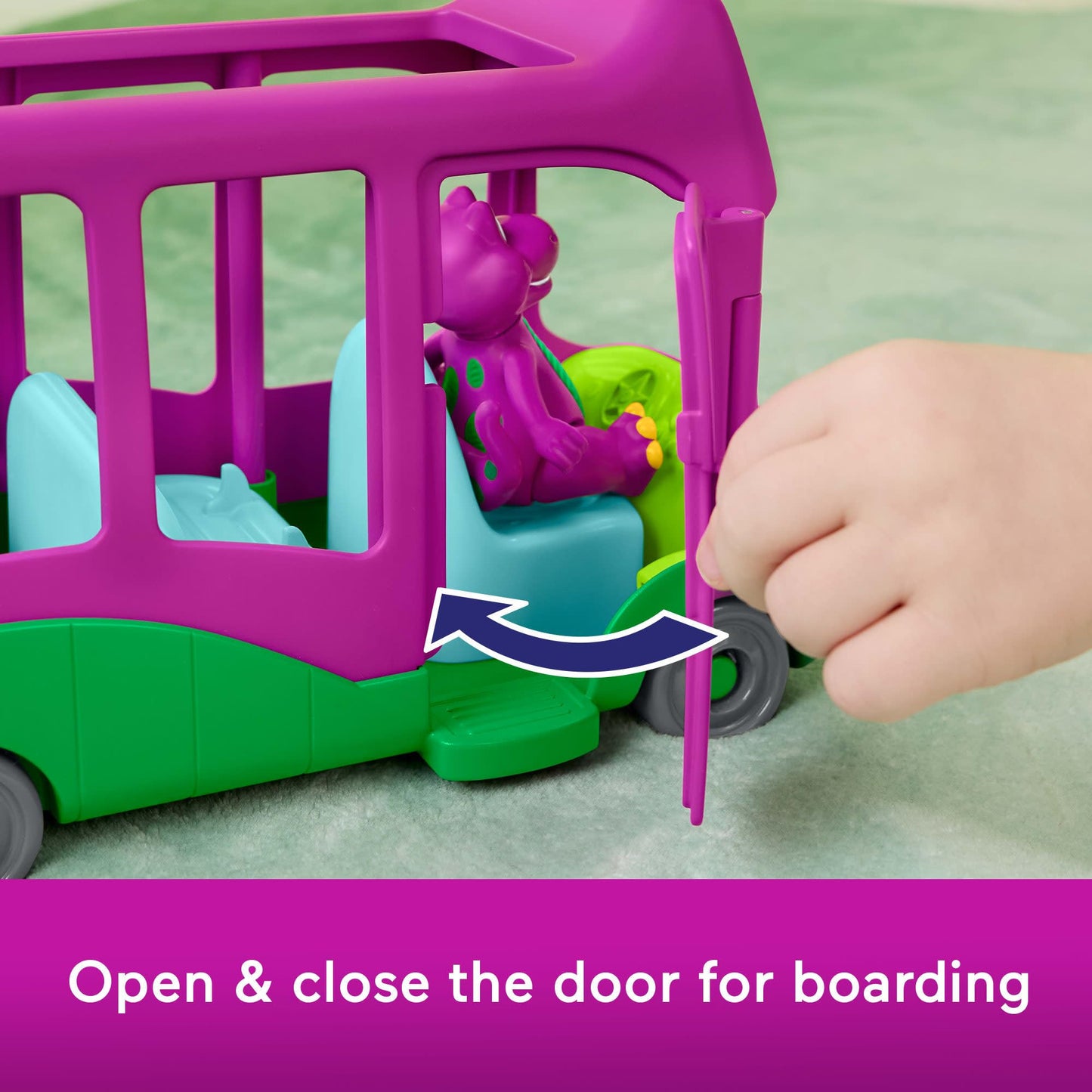 Barney World Preschool Toy Adventure Bus Push-Along Vehicle Figure for Pretend Play Kids Ages 3+ Years