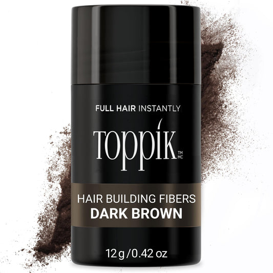 Toppik Hair Building Fibers Dark Brown 12g – Instantly Thicker, Fuller Hair for Men & Women – Keratin Formula for Fine or Thinning Hair, 9 Shades
