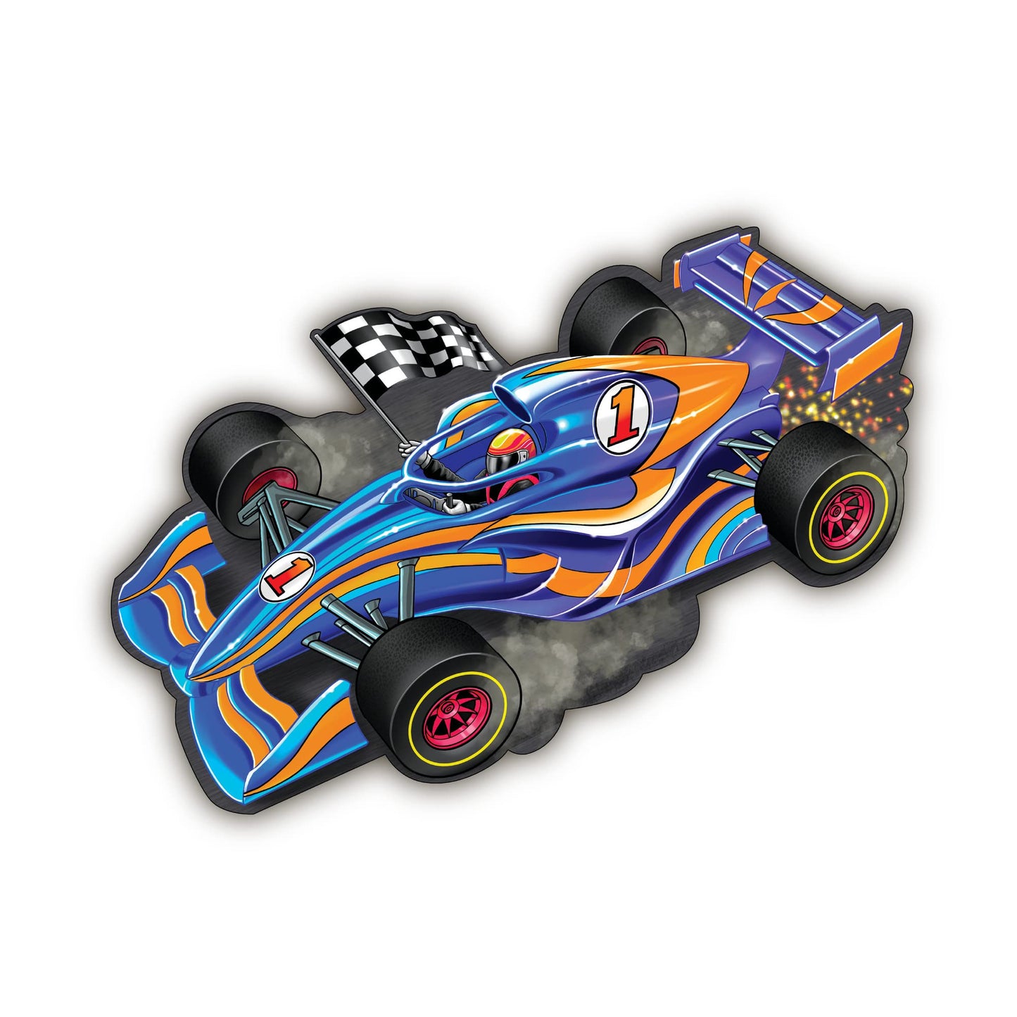 Peaceable Kingdom Giant Floor Puzzles with Uniquely Fun Shaped Pieces for Kids Ages 3+ Gifts for Boys and Girls - Racecar