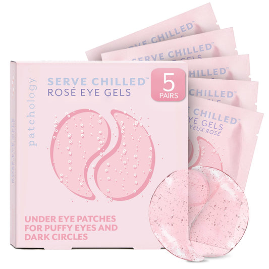 Patchology Serve Chilled Rosé Under Eye Patches – Hydrating, Reduces Dark Circles, Puffiness & Fine Lines, 5 Pairs