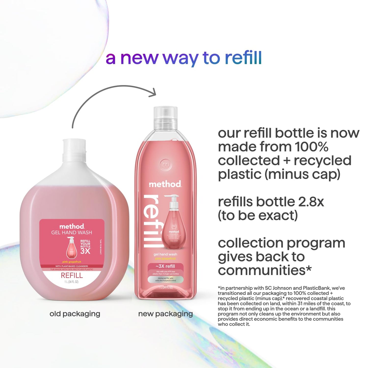 Method Gel Hand Soap, Refill, Pink Grapefruit, 34 Ounce, 1 pack (Packaging May Vary)
