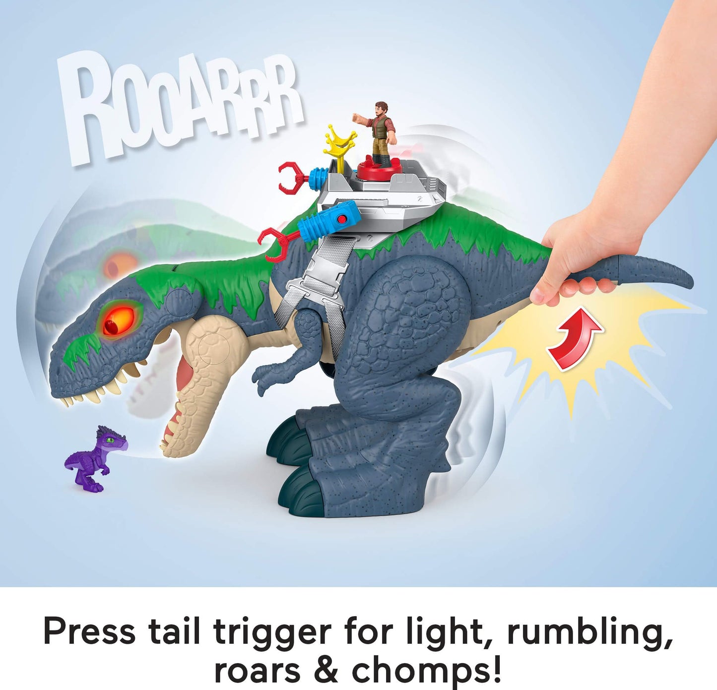 Fisher-Price Imaginext Jurassic World Rebirth T. Rex Dinosaur Playset, 18" Dino Toy with Lights, Sounds, Motion & 2 Action Figures