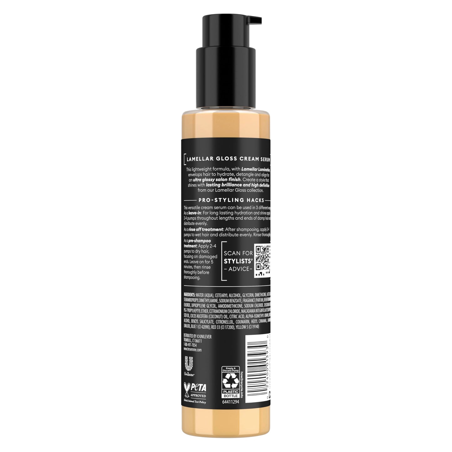 TRESemmé Hydrating & Detangling Cream Serum Lamellar Gloss Ultra Shine Up to 72H 5.7 Fl Oz