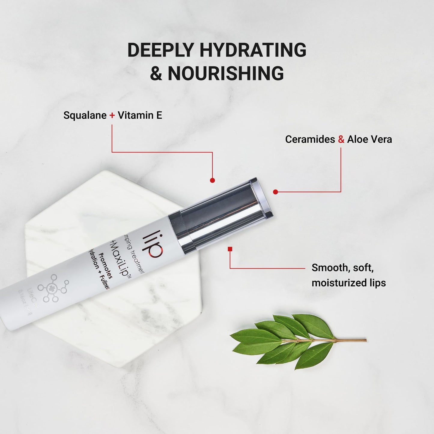 LifeCell Lip Plumping Treatment – Glossy, Hydrating Balm with MaxiLip Peptides for Fuller, Smooth Lips – Fragrance-Free, Non-Irritating