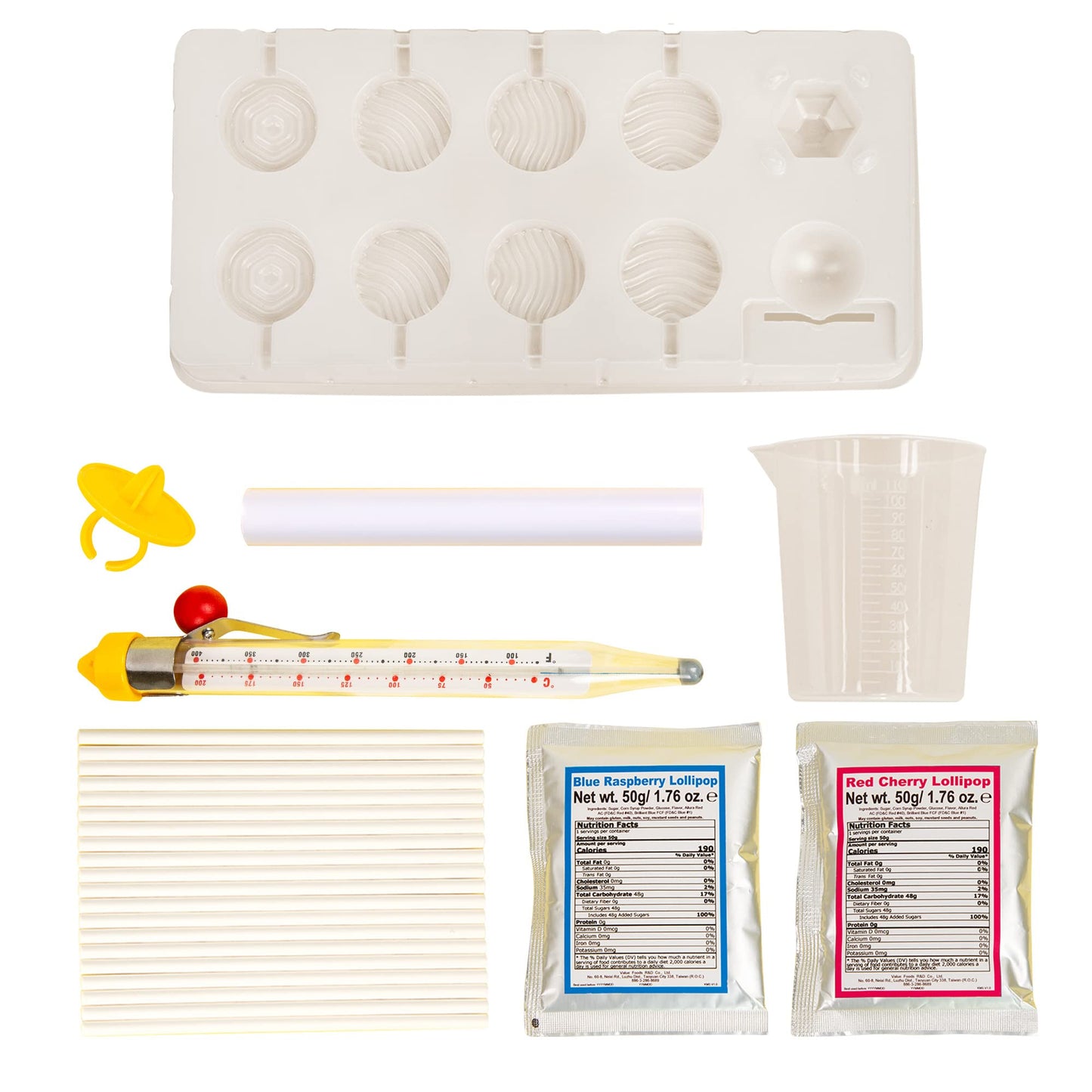 Thames & Kosmos Lollipop Lab STEM Kit – Make Cherry & Raspberry Lollipops, Ring Lollipops | Learn Chemistry & Math with Candy Thermometer