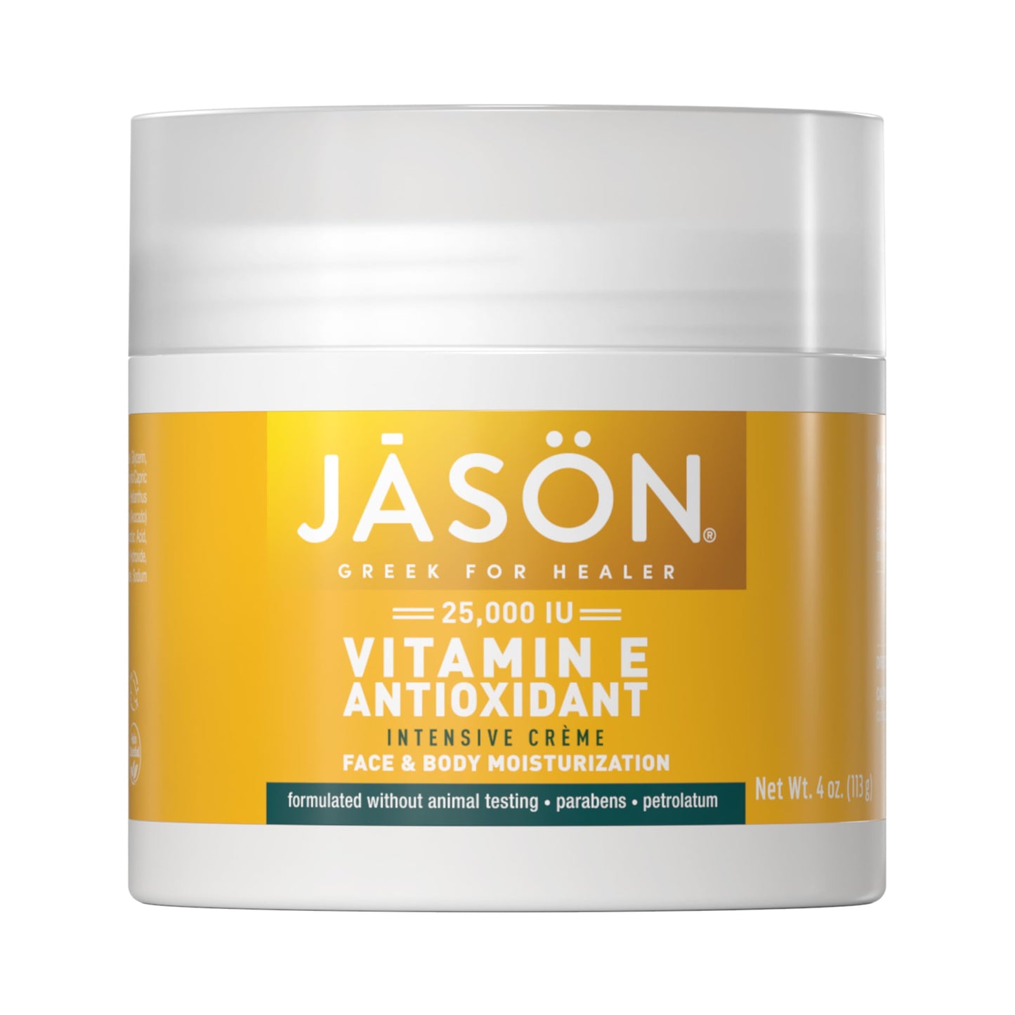 JASON Vitamin E Antioxidant Intensive Crème Face & Body Moisturization, 25,000 IU Body Cream Moisturizer, 4 Fluid Ounces