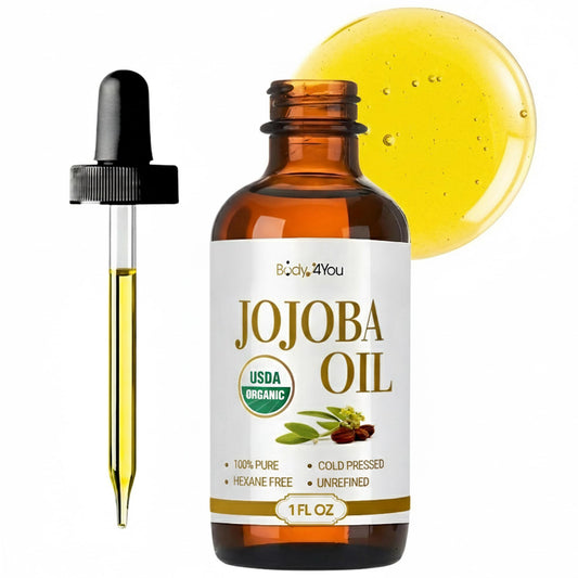 BodyJ4You Organic Jojoba Oil – 100% Pure, USDA Organic, Cold-Pressed, Hexane-Free, for Face, Skin, Hair, Massage & Gua Sha – 1 fl oz
