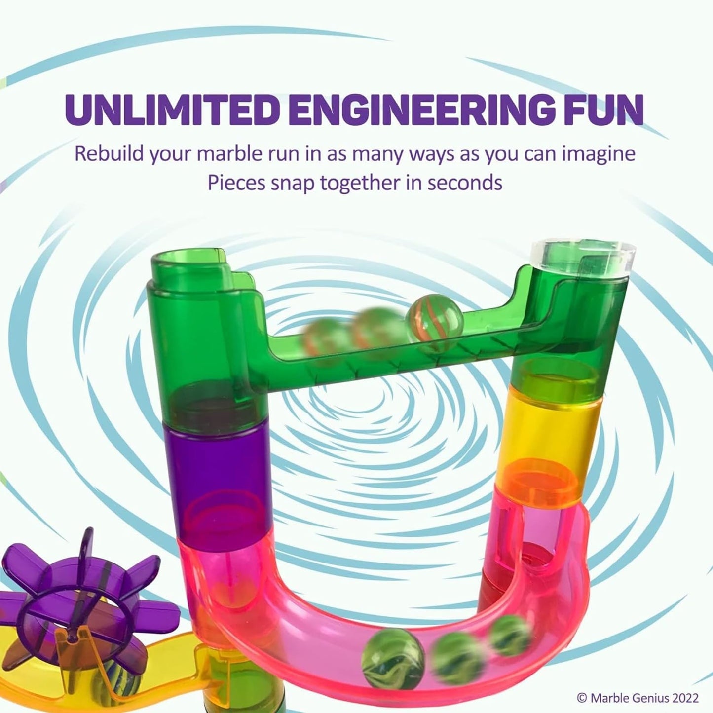 Marble Genius Marble Run Booster Set, 20 Pieces - Building Blocks Toy Add-On for Ages 3+, Instruction App Access, Primary Colors