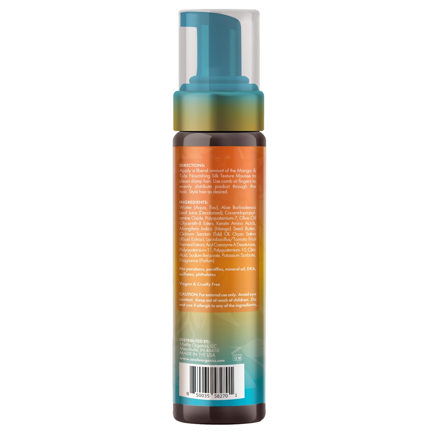 Mielle Organics Mango & Tulsi Nourishing Hair Mousse – Weightless Styling Foam for Curly Hair, Hydrates, Conditions & Adds Shine, 7.5 Fl Oz