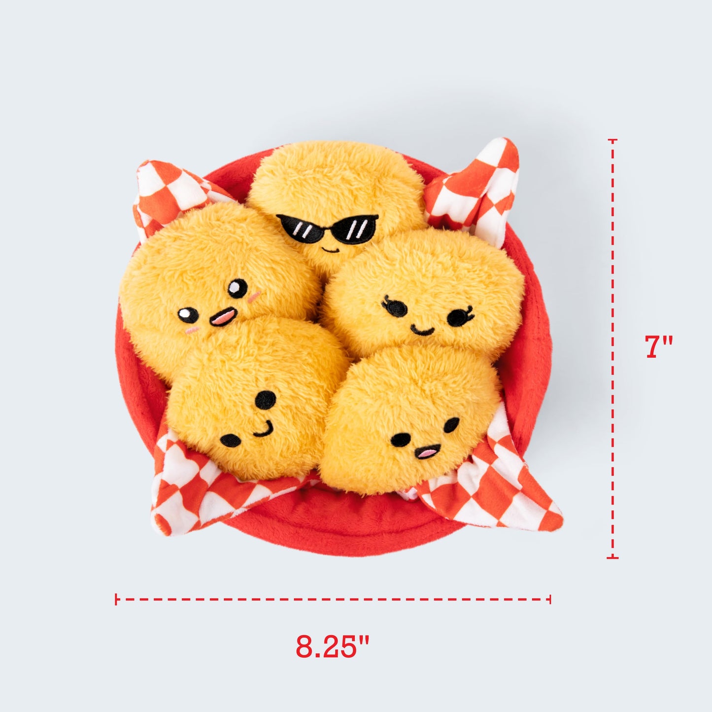 Emotional Support Chicken Nuggets Plush Set – 5 Cute Plushies in Basket, Cozy Fall Gift, Fun Collectible & Trick-or-Treat Toy