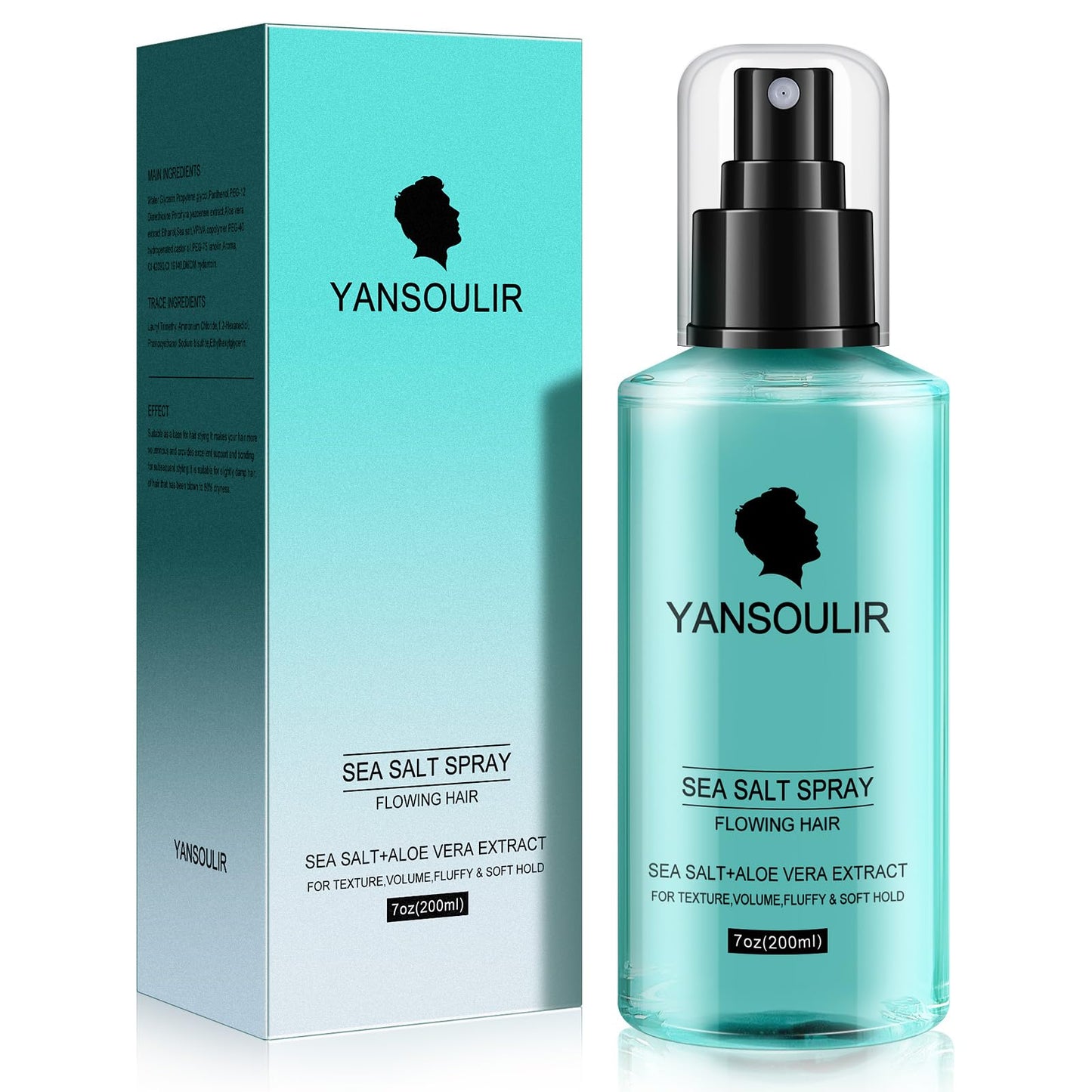 Yansoulir Men's Sea Salt Spray – Natural Hair Texturizer with Sea Salt, Kelp & Aloe Vera for Added Volume, Texture & Soft Hold – 7 oz